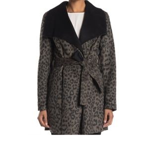 NEW Tahari Ella Double Face Leopard Print Coat